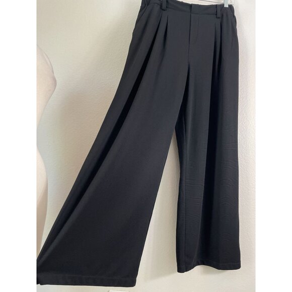 Halara Womens Large Tall Black Wide Leg Trousers Pleated Pull On Pants - Picture 2 of 8